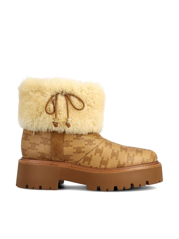 Triomphe Logo Shearling Ankle Boots