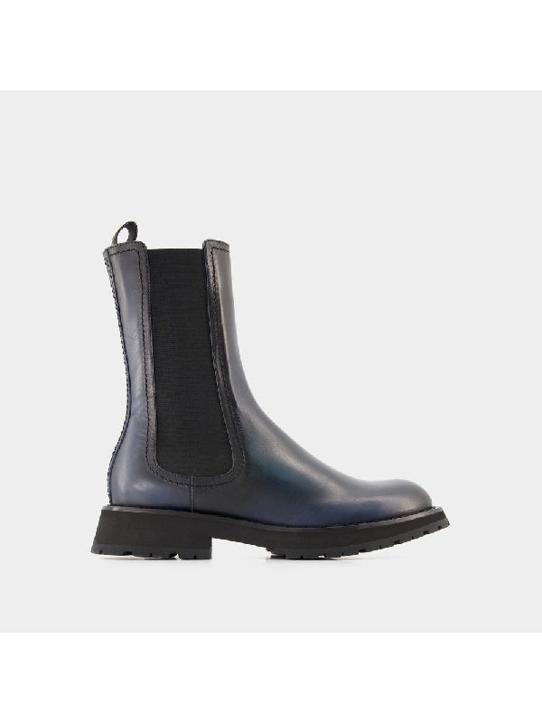 Biker Leather Chelsea Boots