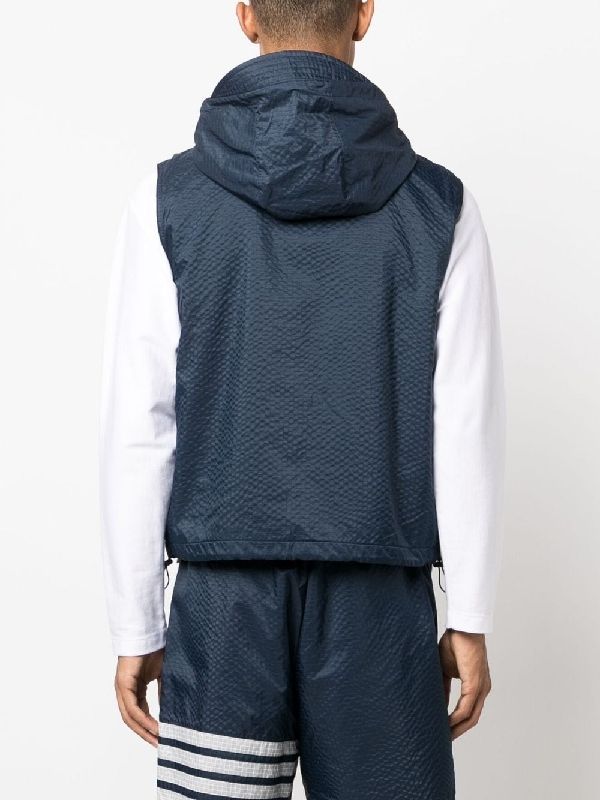 Diagonal Bar Nylon Hood Vest