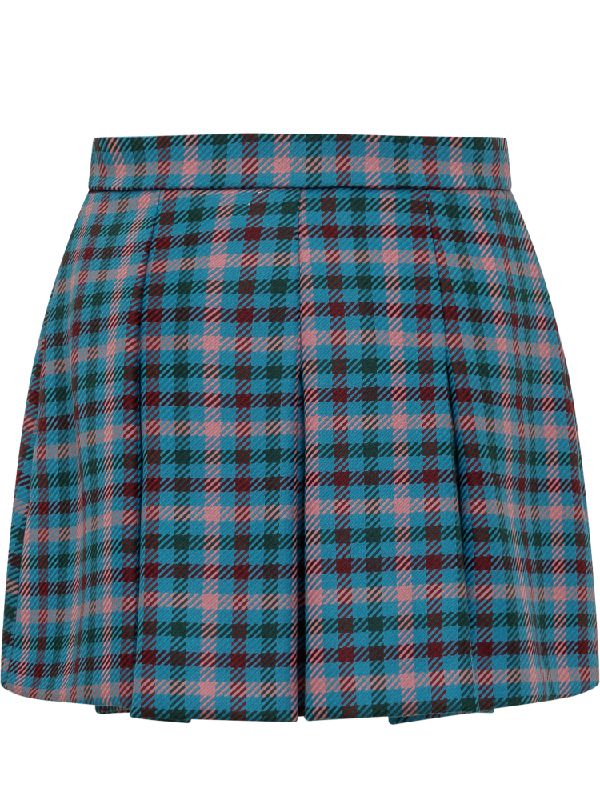 Check Pattern Strap Pleated Mini Skirt