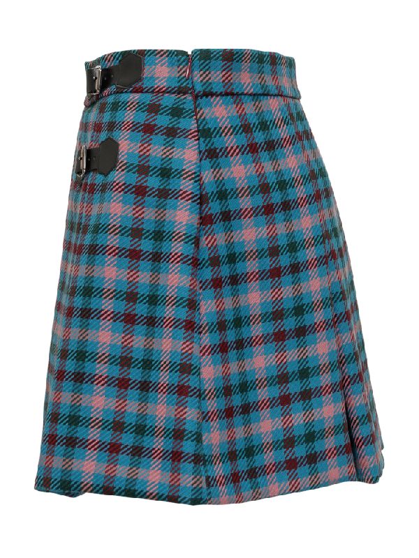 Check Pattern Strap Pleated Mini Skirt