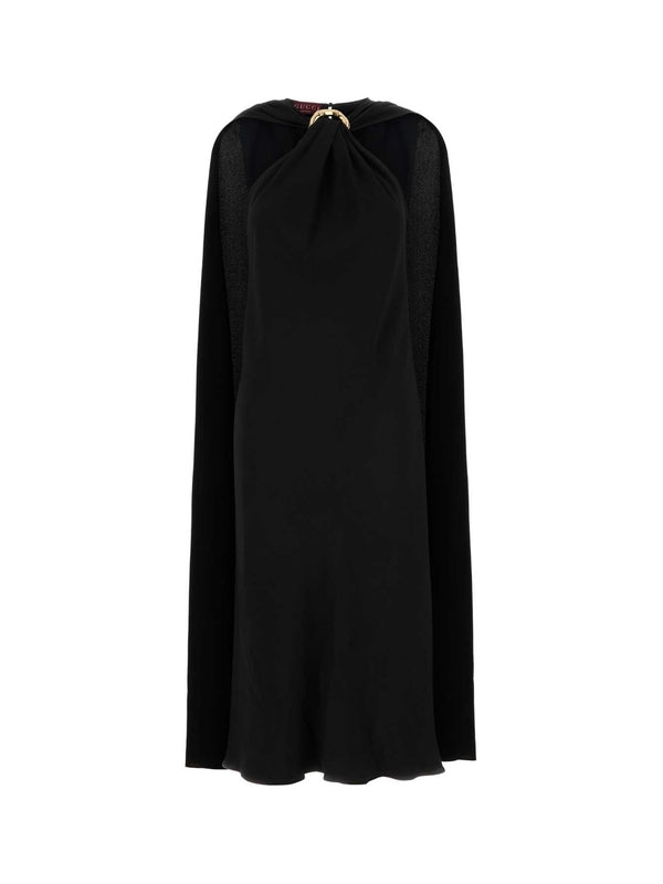 Ring Cape Detail Midi Dress