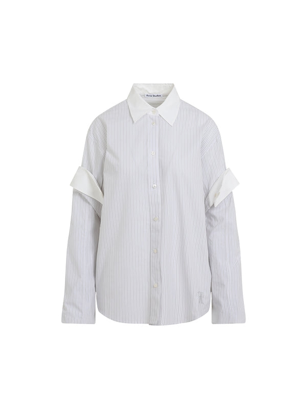 Pinstripe Cuff Detail Cotton Shirt