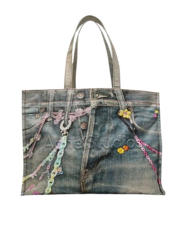 Trompe-l'oeil Denim Printed Tote Bag