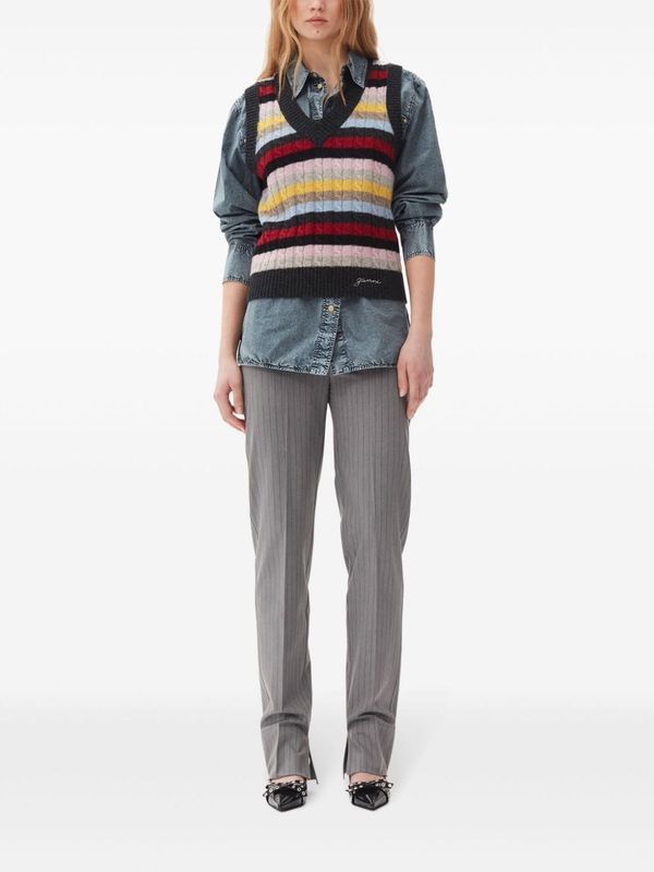 ストライプロゴニットベスト