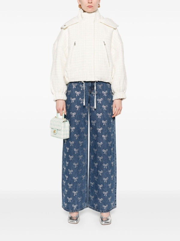 Allover Bow Pattern Denim Pants