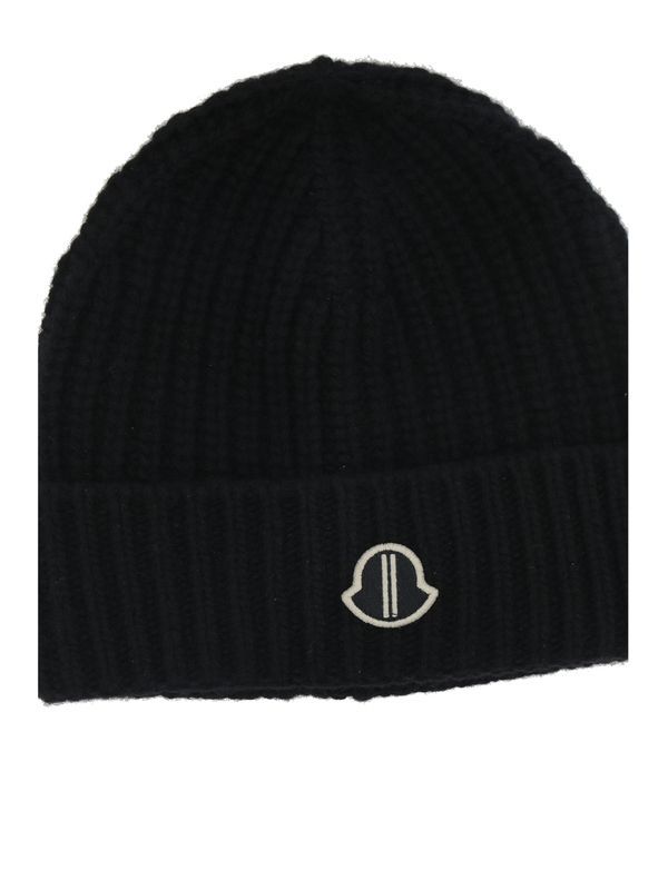 Moncler Logo Patch Wool Cashmere Beanie