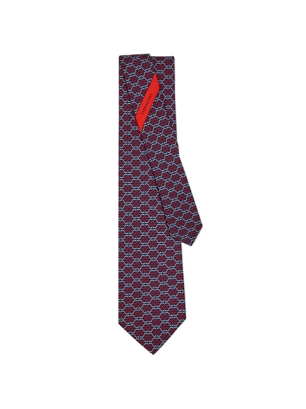 Gancini Pattern Silk Tie