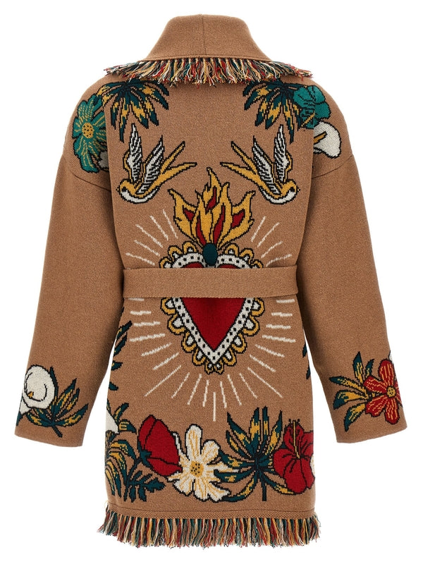 Flower
  Jacquard Fringe Cardigan