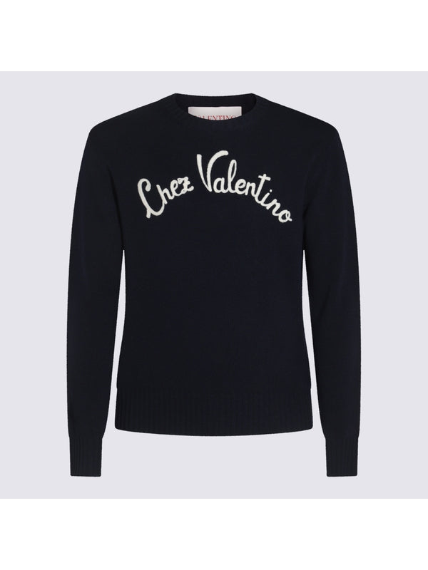 Valentino Sweaters Blue Knitted