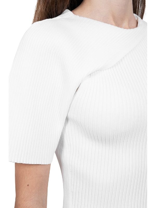 Asymmetric One Shoulder Wave Rib Logo
  Knit