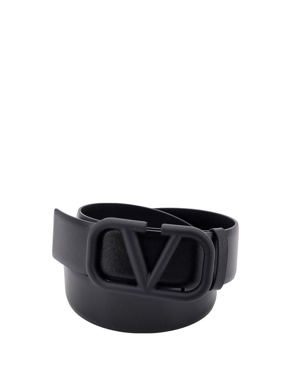 V Logo Leather Belt