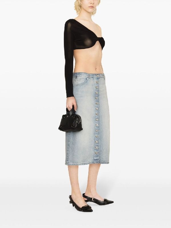 Back Slit
  Button Denim Skirt