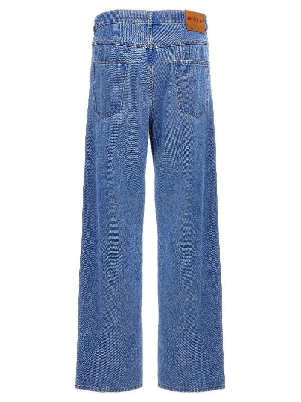 Bleached Cotton Denim Pants