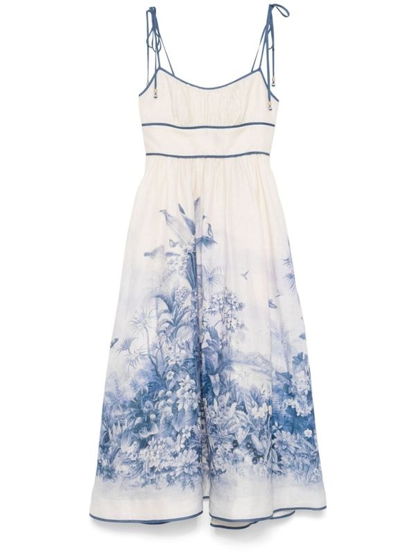 Wylie Flower Print Linen Dress