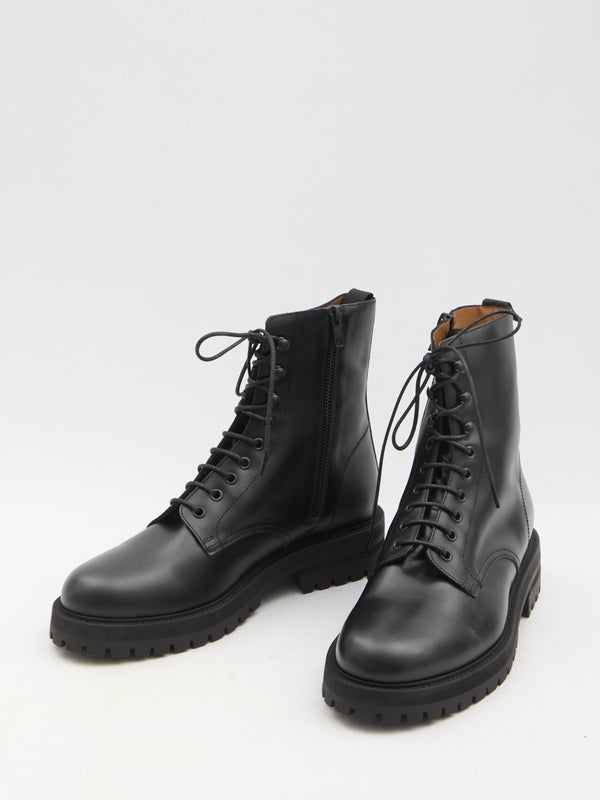 Black Leather Lace-Up Boots