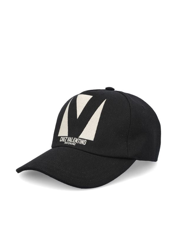 V Logo Embroidered Cotton
  Baseball Cap