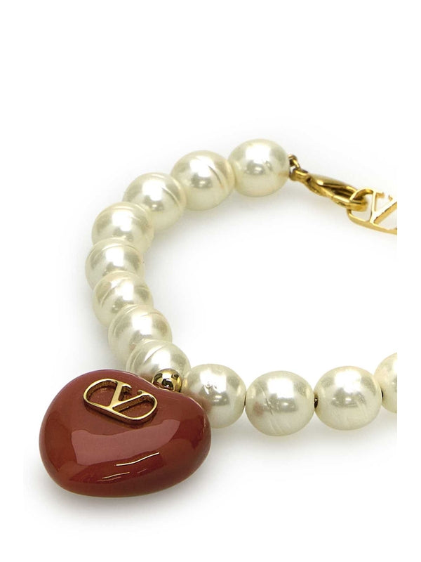 Coeur Metal Logo Enamel Pearl Bracelet