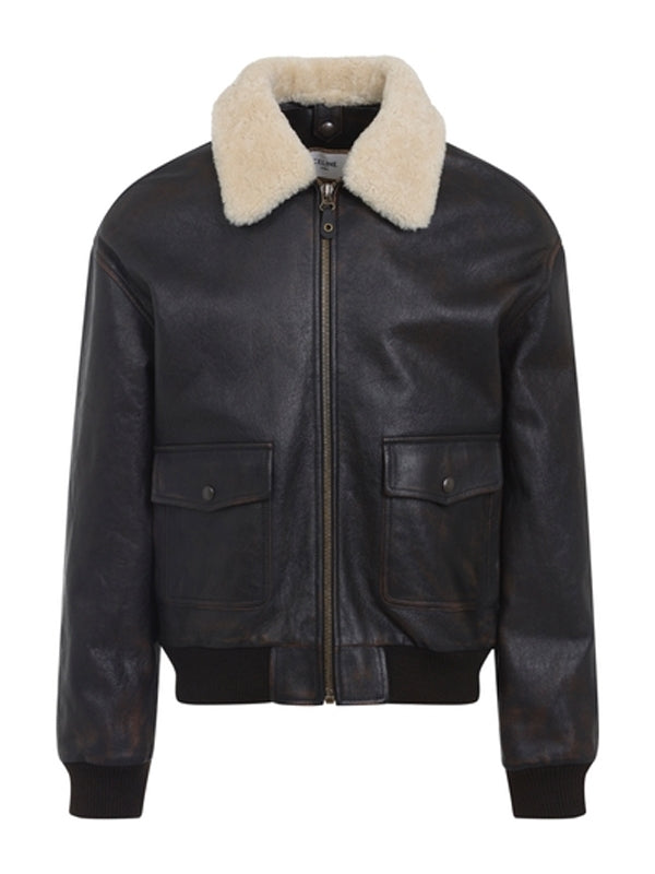 Shearling Collar Aviator Jacket