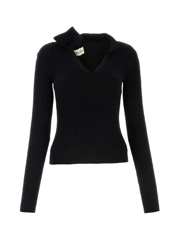 Cotton Rib V-neck Knit