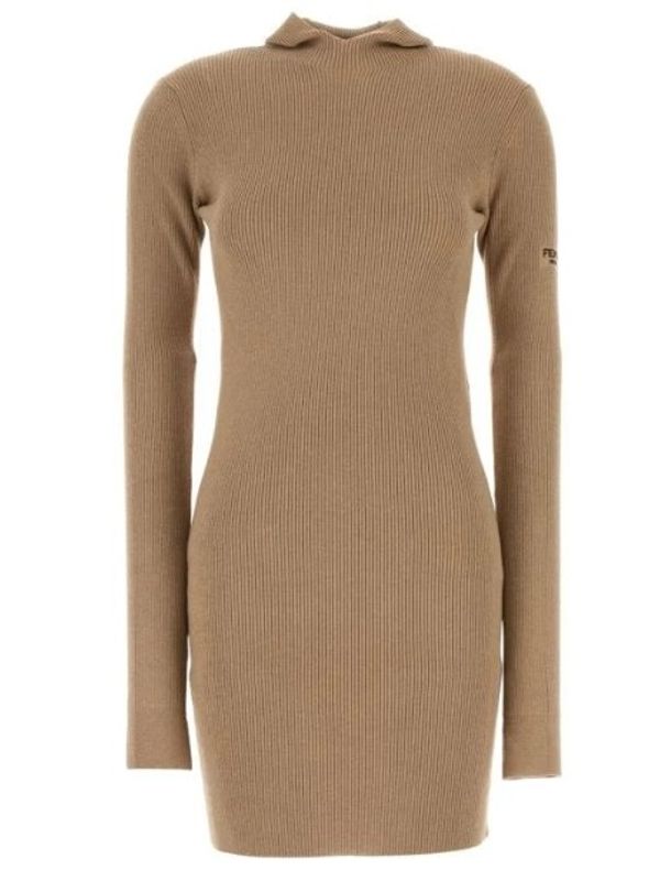 Wool Silk Hoodie Knit Dress