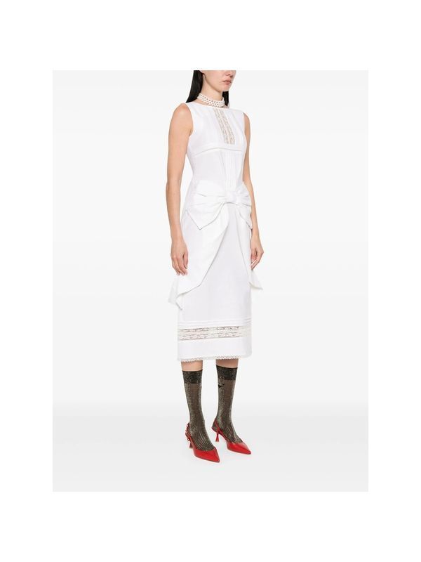 Ribbon Lace Detail Wool Linen Dress