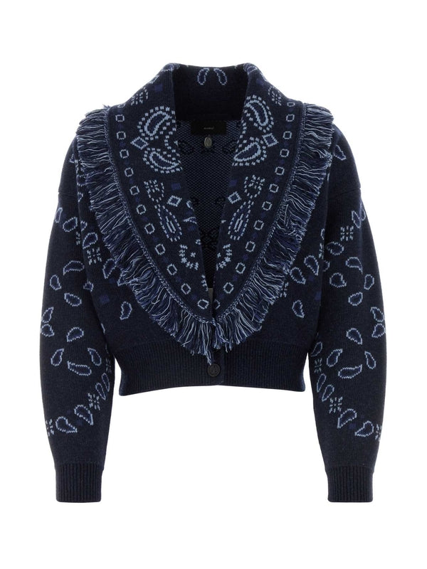 Bandana Jacquard Fringe Cardigan