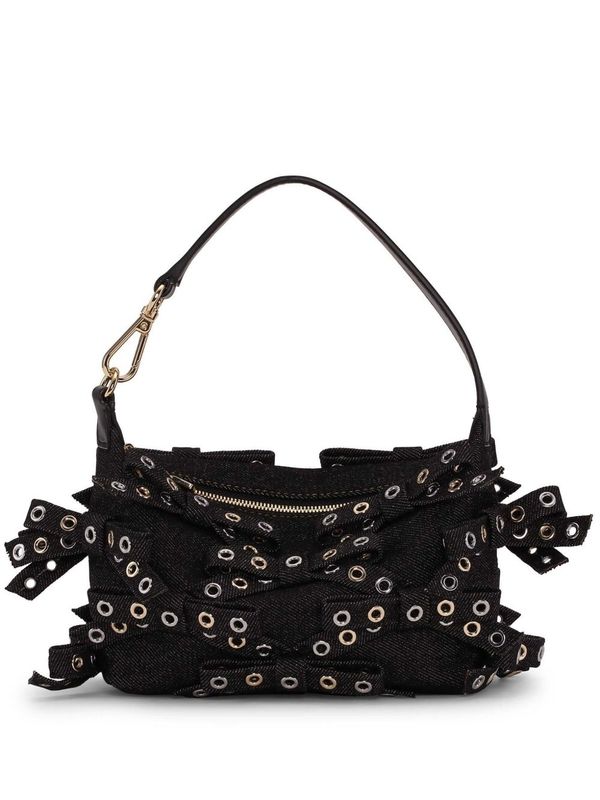 Butterfly Eyelet Bow Denim Shoulder Bag