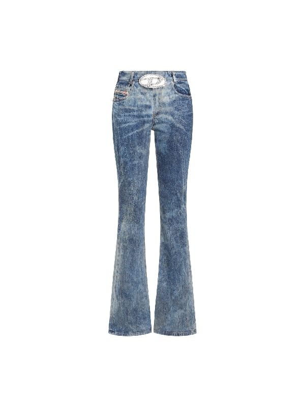 Rhinestone D Logo Denim Pants