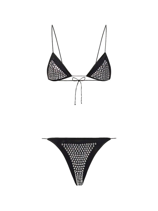 Black Jewel Embellished Bikini Set