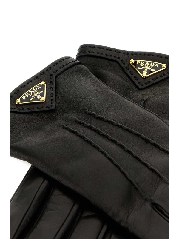 Triangle Logo Leather Gloves