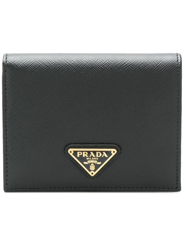 Triangle Logo Saffiano Leather Wallet