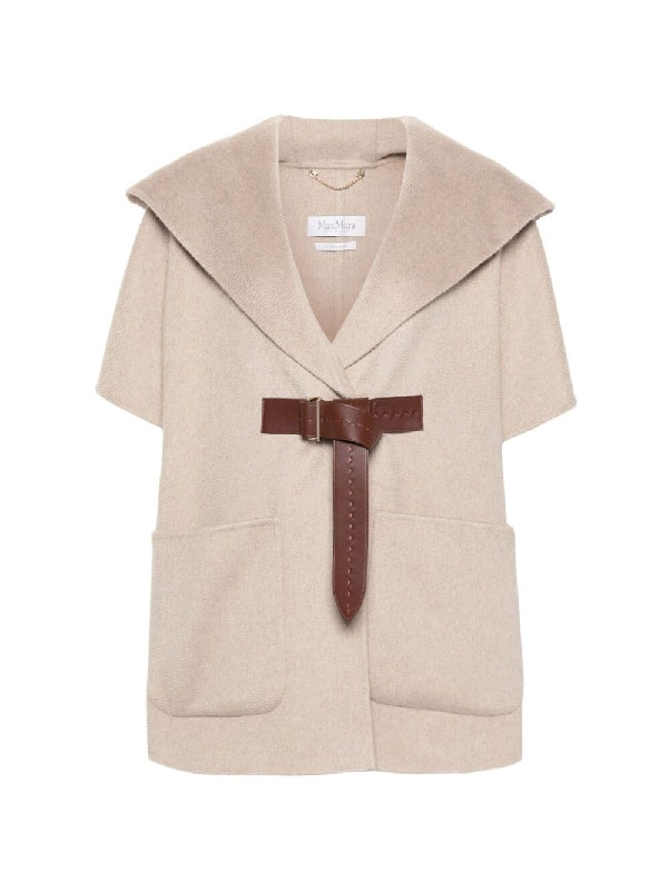 Belt Detail Cashmere Cape Coat