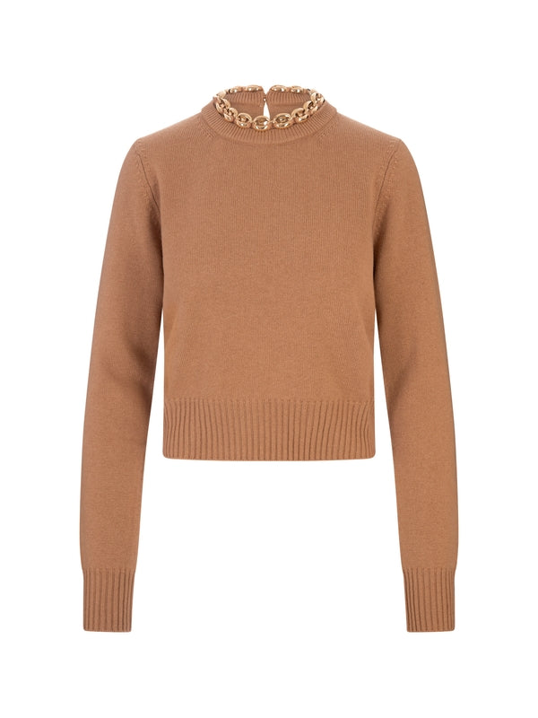 Wool Cashmere Chain Neck Knit