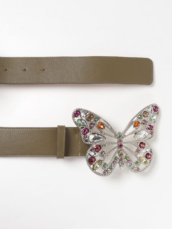 Butterfly Buckle Leather Belt