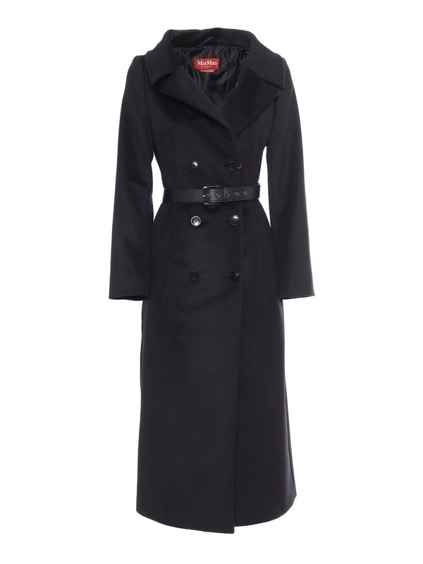 Yarden Double-Breasted Belt Detail Virgin Wool Coat