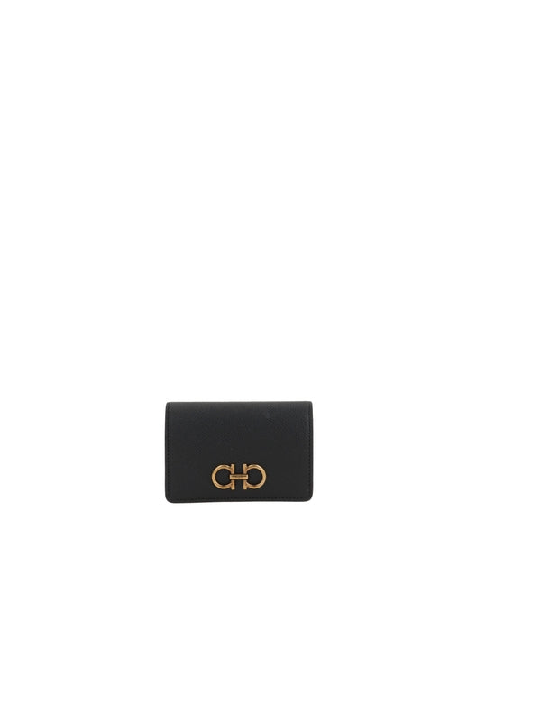 Metal Gancini Logo Detail Leather Wallet