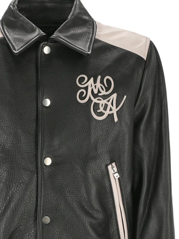 Back Logo Leather Bomber