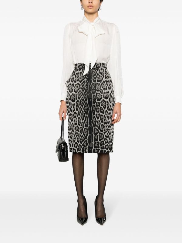 Leopard Printing Silk Skirt