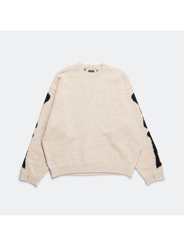 Bone Jacquard Wool Knit