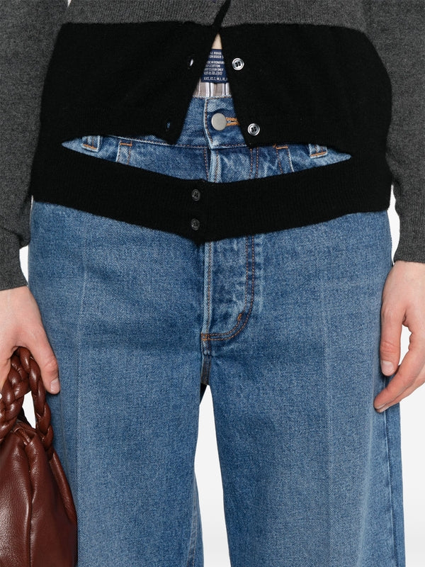 Elastic Waistband Denim Pants