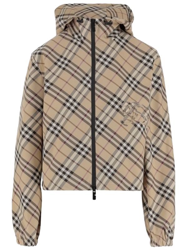 Ekd Logo Embroidery Check Pattern Hooded Jacket