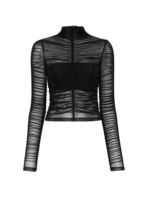 T-Aiko High Neck Semi-Sheer
  Blouse