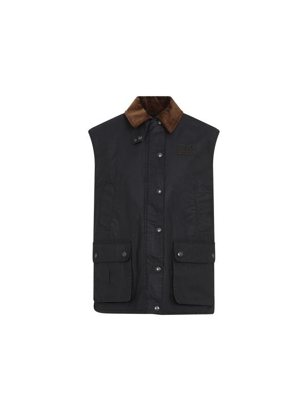 Logo Patch Corduroy Collar Vest