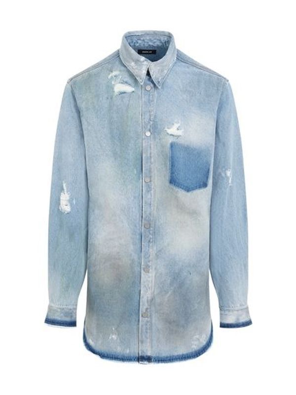 Distress Cotton Denim Shirt