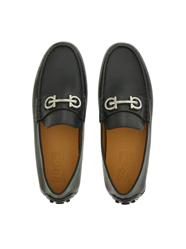 Gancini Ornament Leather Driving Shoes