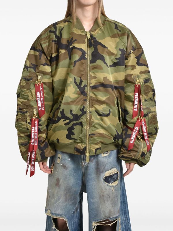 Camouflage Oversized Nylon Bomber