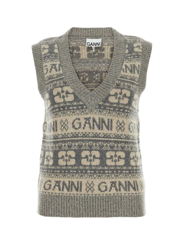 Multi Logo Stripe Knit Vest