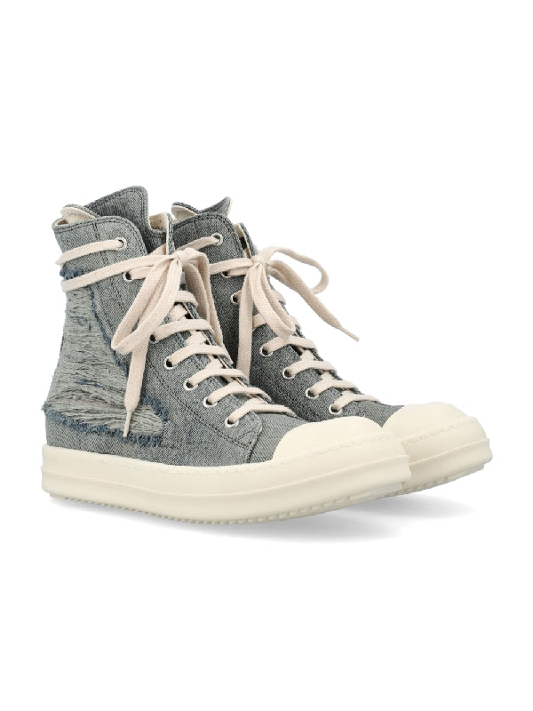 Distressed Denim High-top Sneakers