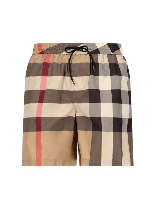 Vintage Check Drawstring Swim Pants